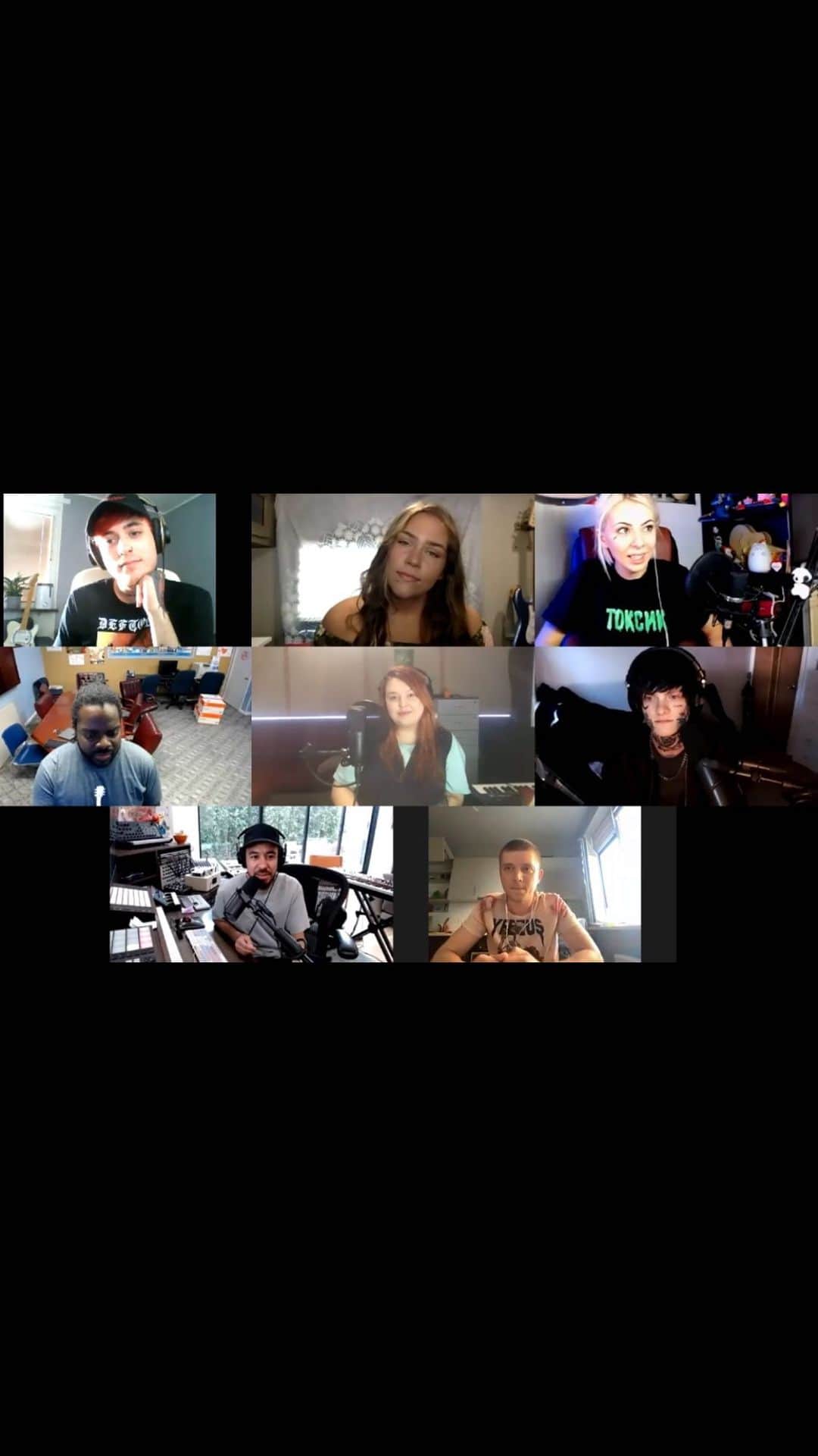 マイク・シノダのインスタグラム：「Before the release, I got on a video chat with all the vocalists from Open Door at once, for the first time. Thank you again to @insidiox, @debbmusic, @pershardowens, @jessyboray, @radyjniy, @fntmsage, & @ekosistema for being a part of the song!」