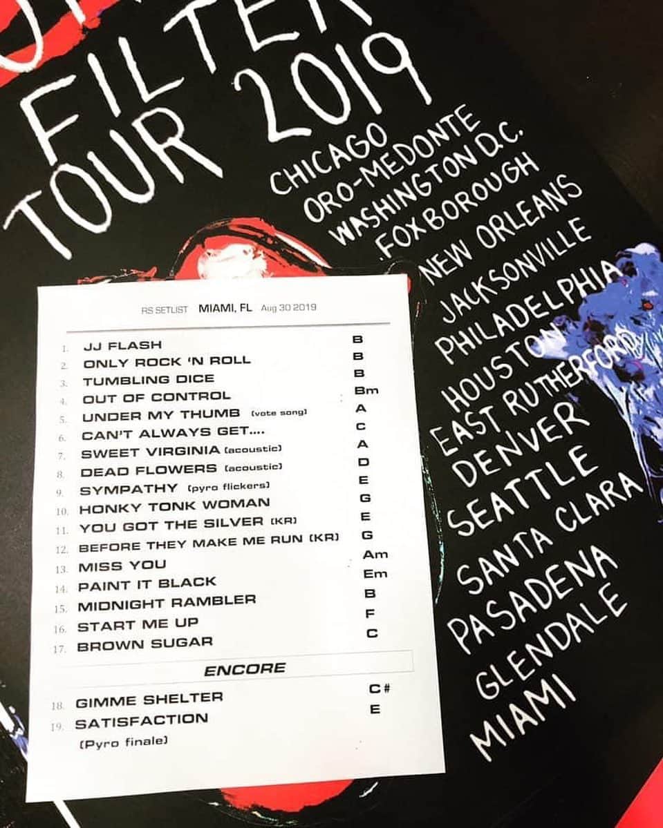 The Rolling Stonesさんのインスタグラム写真 - (The Rolling StonesInstagram)「Show your support for live music and share a photo from the last gig you went to with #LetTheMusicPlay  Here’s the setlist from the Rolling Stones last live show in Miami in 2019.」7月2日 18時12分 - therollingstones