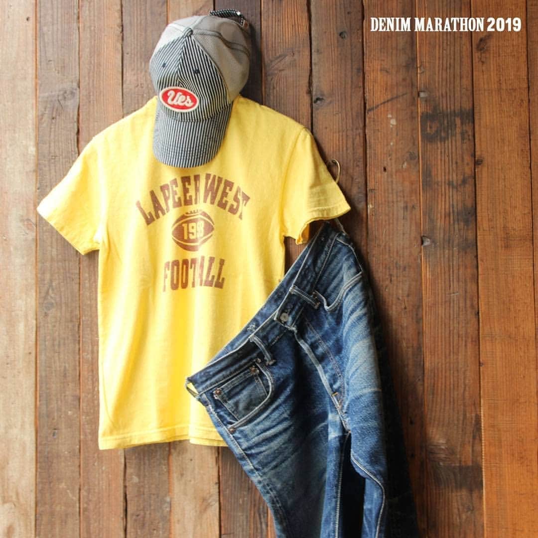のインスタグラム：「Thank you for all the posts on the Denim Marathon June Theme! "Whiskers" is one of the characteristics of the discoloration of the denim, and it is nice to see everyone is steadily growing an original fade. You can check all the posts from the hash tag  ･ #uesdenimstart2019  #uesdenimwhisker ･ The Denim Marathon 2019 is now coming to the last three themes. The main theme for July is "Denim and Summer"! Please post on how your denim is spending summer. When posting, don't forget the two hashtags below. #uesdenimstart2019 #uesdenimsummer2019 ･ ･  ★Notice from directly managed stores We will continue to operate from 11:00 to 20:00 taking measures to prevent infection. Please feel free to visit us on your way home from work. On July 31 (Fri), both Osaka and Daikanyama stores will be closed due to store inventory. Please be careful when you come to this store ･ ･  ･  #ues #uesdenim #madeinjapan #fadeddenim #selvedge #selvagedenim #denimstart #denimmarathon」