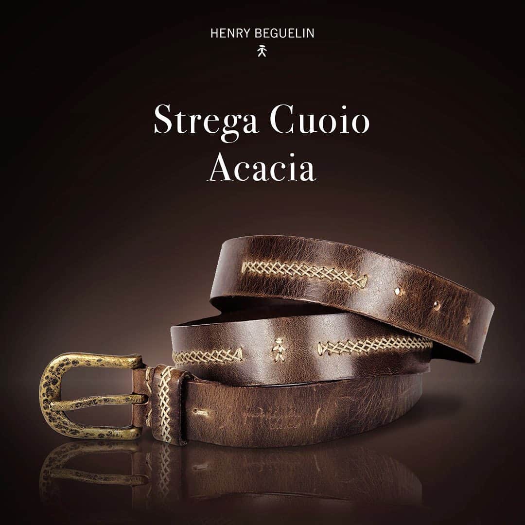エンリーベグリンのインスタグラム：「A classic touch with our #HenryBeguelin Strega Cuoio belt in Acacia color. #HBSS20」