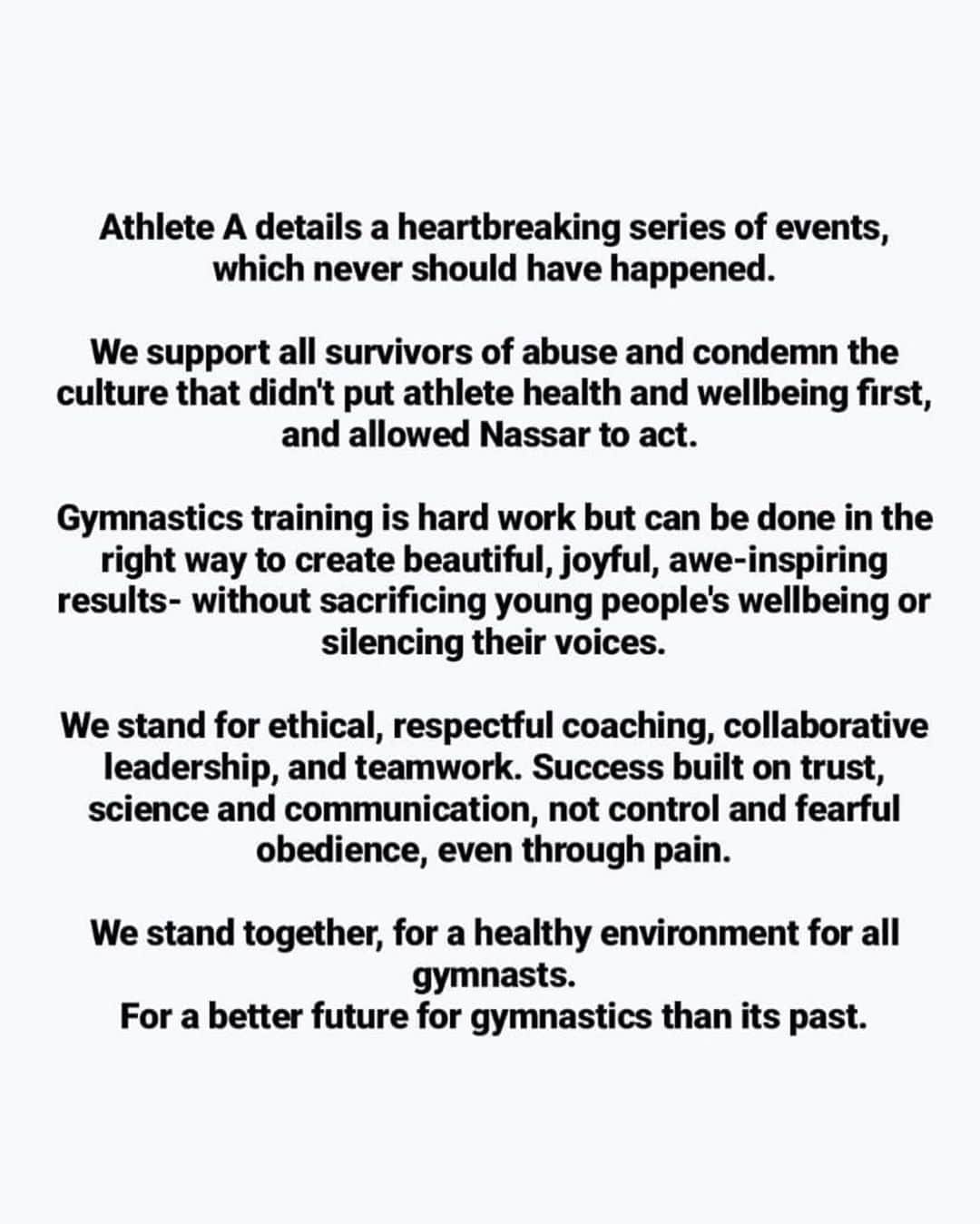 マックス・ウィットロックのインスタグラム：「Gymnastics is the best sport in the world, it’s a sport that I love and have done from the age of 7 years old.  The athletes have to be at the forefront of everything in sport and be truly valued. It angers me so much to see gymnasts having bad experiences as it is unacceptable. Every single gymnast at any level, from grassroots to elite should be able to look forward to training and look back on their career where positivity completely out ways any negatives.  It makes me so sad and angry to hear the stories of what these American gymnasts have had to go through. This has to change and has to change now. Completely admire the bravery of the gymnasts that have spoken out  Gymnastics is a tough sport but it’s a fun sport and that’s the way it has to be and more importantly, can be #gymnastalliance」
