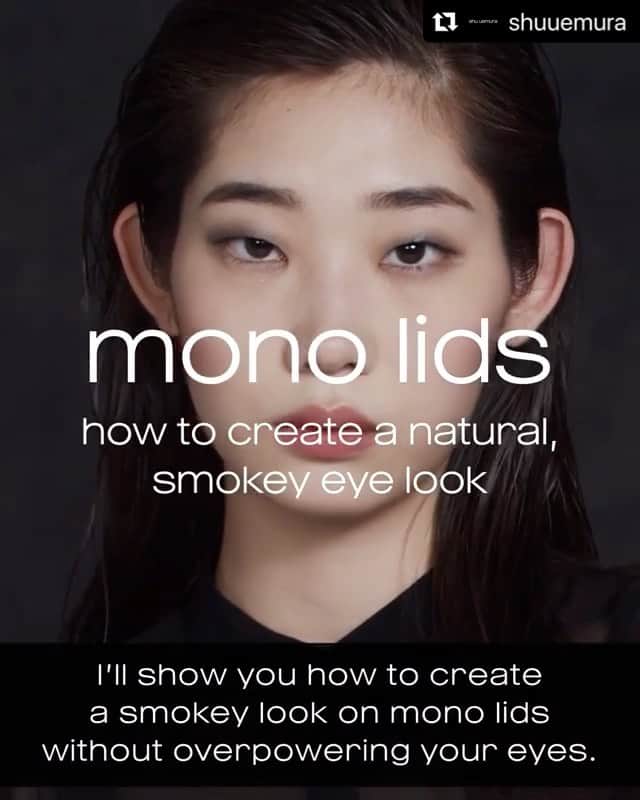 江原杏樹のインスタグラム：「#Repost @shuuemura with @make_repost ・・・ achieve a sophisticated and natural smokey eye look. #shuuemura #shuartistry #pressedeyeshadow #monolideyemakeup 🥰🥰🥰」