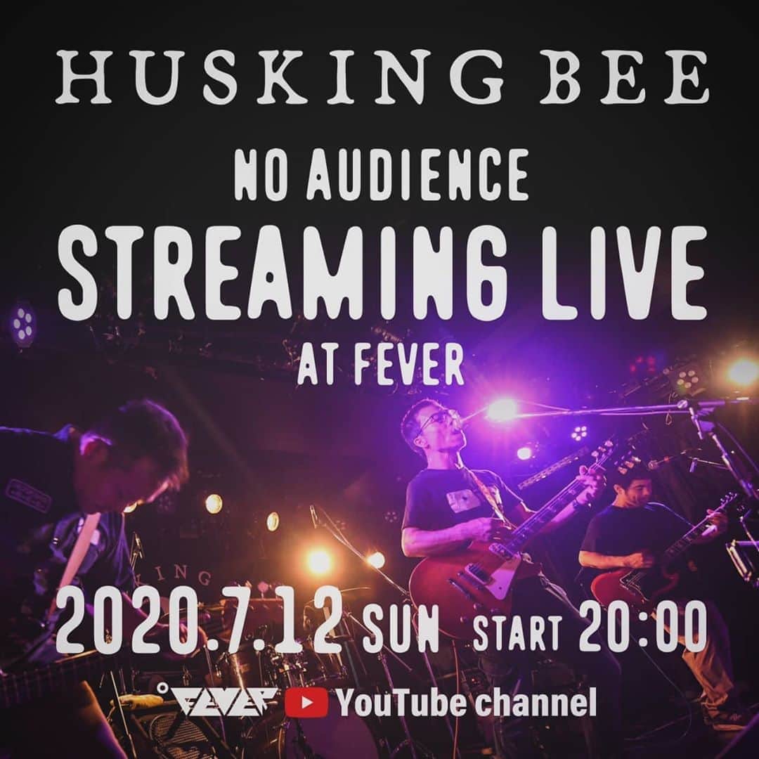 磯部正文のインスタグラム：「FEVER STREAMING LIVE  HUSKING BEE  2020.7.12（Sun）20:00〜  25周年TOUR FINAL SERIESにて皆様にリクエストを募っていた 「あなたが聞きたいハスキンの曲」の上位曲を中心にした構成で新代田FEVERより無観客＆無間却生配信でお届けします  FEVER YouTubeチャンネルよりご覧下さいませ🤓お楽しみに https://www.youtube.com/user/LIVEHOUSEFEVER」