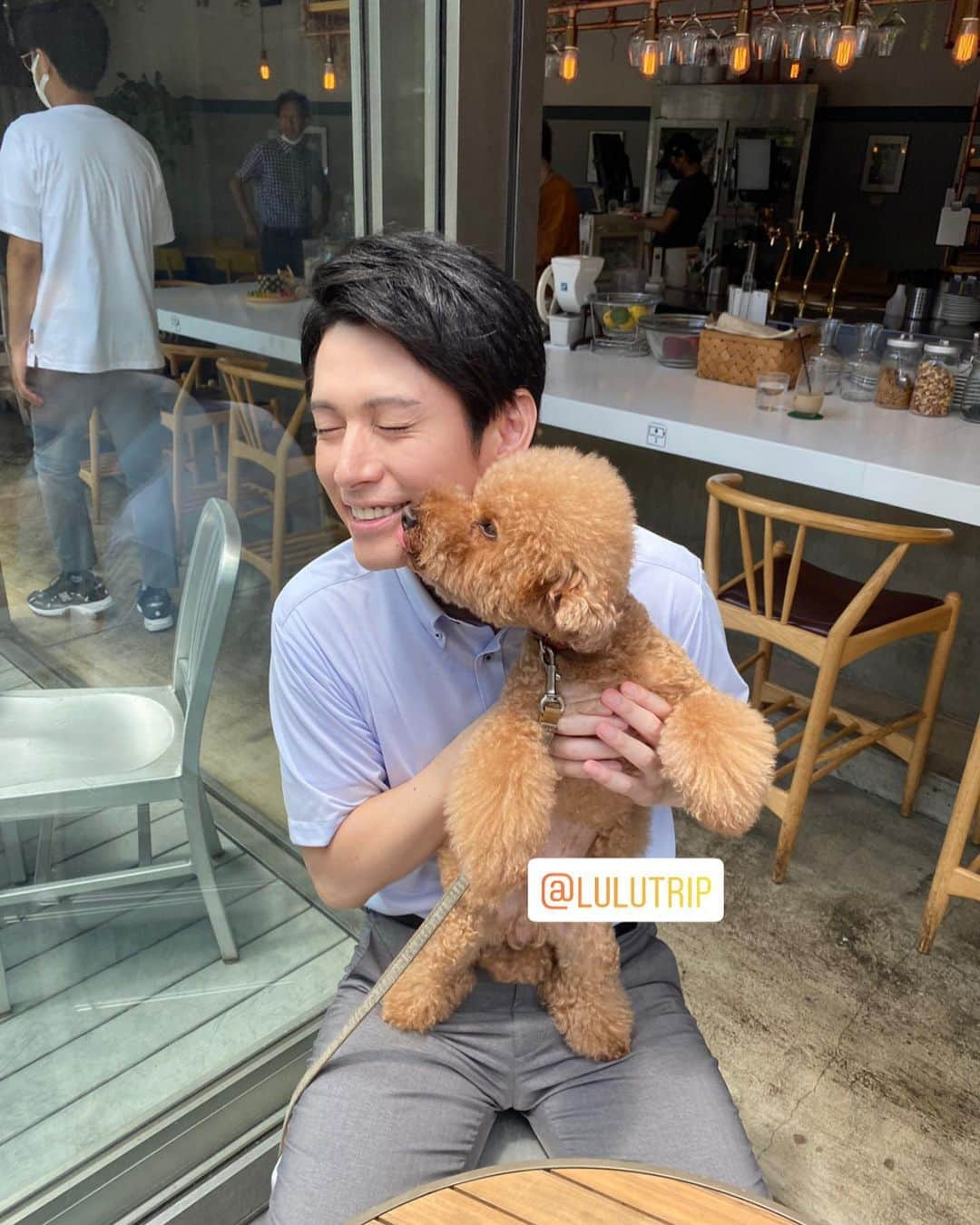 加藤仁志さんのインスタグラム写真 - (加藤仁志Instagram)「休憩中一緒だったルルと🐶📸 ルル遊んでくれてありがとうー！ @lulutrip #トイプードル #shooting #café #恵比寿」7月3日 17時26分 - hitoshikatou