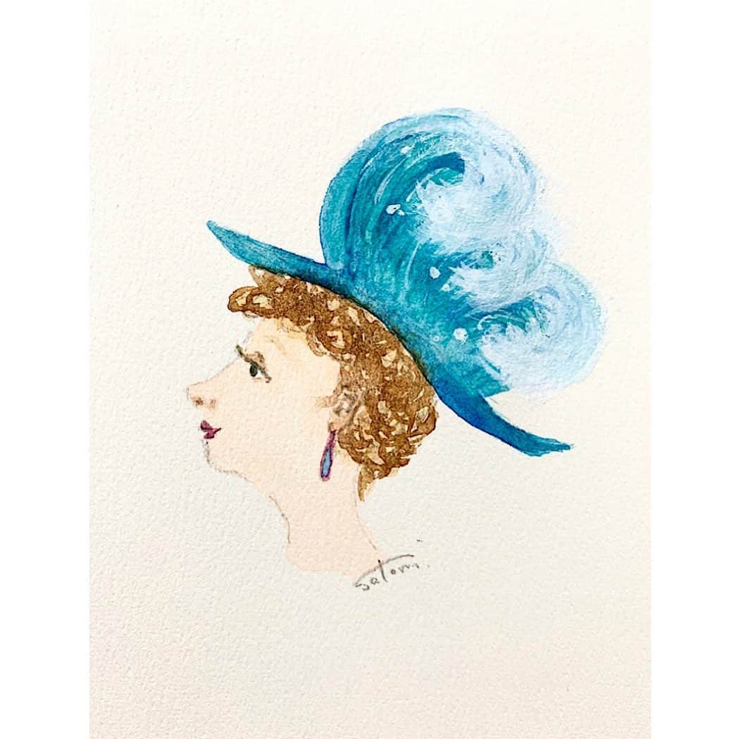 のインスタグラム：「波の日🏄‍♀️  #7月3日 #イラスト #イラストレーション #波 #illustration #wave #hat」