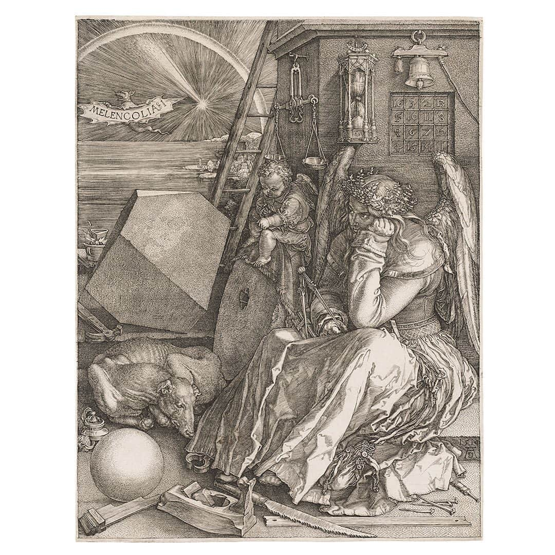 クリスティーズさんのインスタグラム写真 - (クリスティーズInstagram)「'Melencolia I' is a masterpiece of engraving by Albrecht Dürer and is full of rich symbolism including a magic square, a comet, keys, an hour-glass and a melting pot, surrounding the melancholic winged figure.⠀ .⠀ Countless interpretations have been suggested. In the Renaissance, the melancholic temperament was associated with intellectual and artistic creativity and some suggest the winged figure is an allegorical self-portrait of the artist.⠀ .⠀ Albrecht Dürer (1471-1528). 'Melencolia', 1514. Estimate: £150,000-250,000.⠀ .⠀ Old Master Prints online, 1–15 July⠀ .⠀ #oldmasterprints #prints #albrechtdurer #renaissance #renaissanceart #art #medievalphilosophy」7月3日 19時01分 - christiesinc