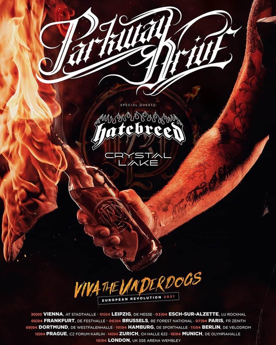 Crystal Lakeのインスタグラム：「The VIVA THE UNDERDOGS EUROPEAN REVOLUTION has been moved to 2021 and we will still be supporting. We are looking forward to seeing you next year. Stay safe. Stay heavy.」