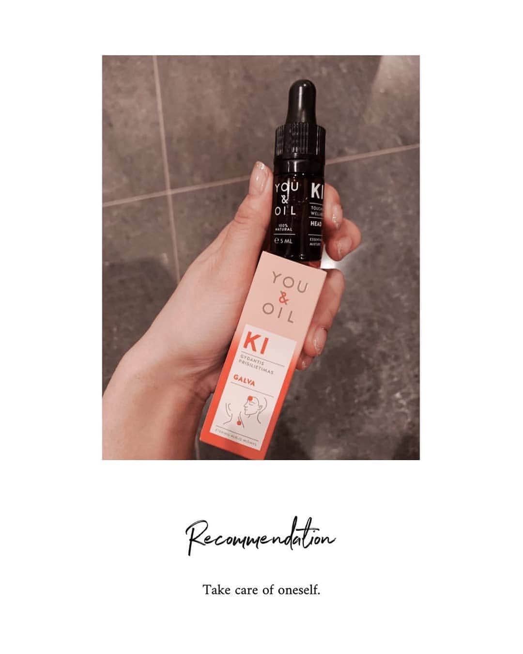 板野友美 ファンアカウントのインスタグラム：「Line Blog Update Here is a recommendation from Ms. Tomo🤗 Rainy day recommended item *☂︎* ̣̩⋆̩.   Changes in atmospheric pressure during the rainy season  I have a headache,  Take a painkiller.  Considering health  I want to reduce the burden on my body  Changed to an organic product with headache and analgesia 🌿.   You&Oil  Flower oil, almonds,  Coming out of the lavender oil  It has the function of adjusting the balance of the mind and the condition of the body!   It also relieves headaches,  I really like it 🕊🍃.   Especially in women, the pressure changes  I think many people have headaches.  Sehi, please give it a try!   To be stress-free 🤍」