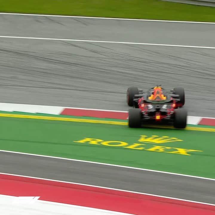 のインスタグラム：「Max in a spin 😮 . @maxverstappen1 finished P3 in first practice of the 2020 season despite sliding off track at Turn 1 mid-session . #AustrianGP #F1」