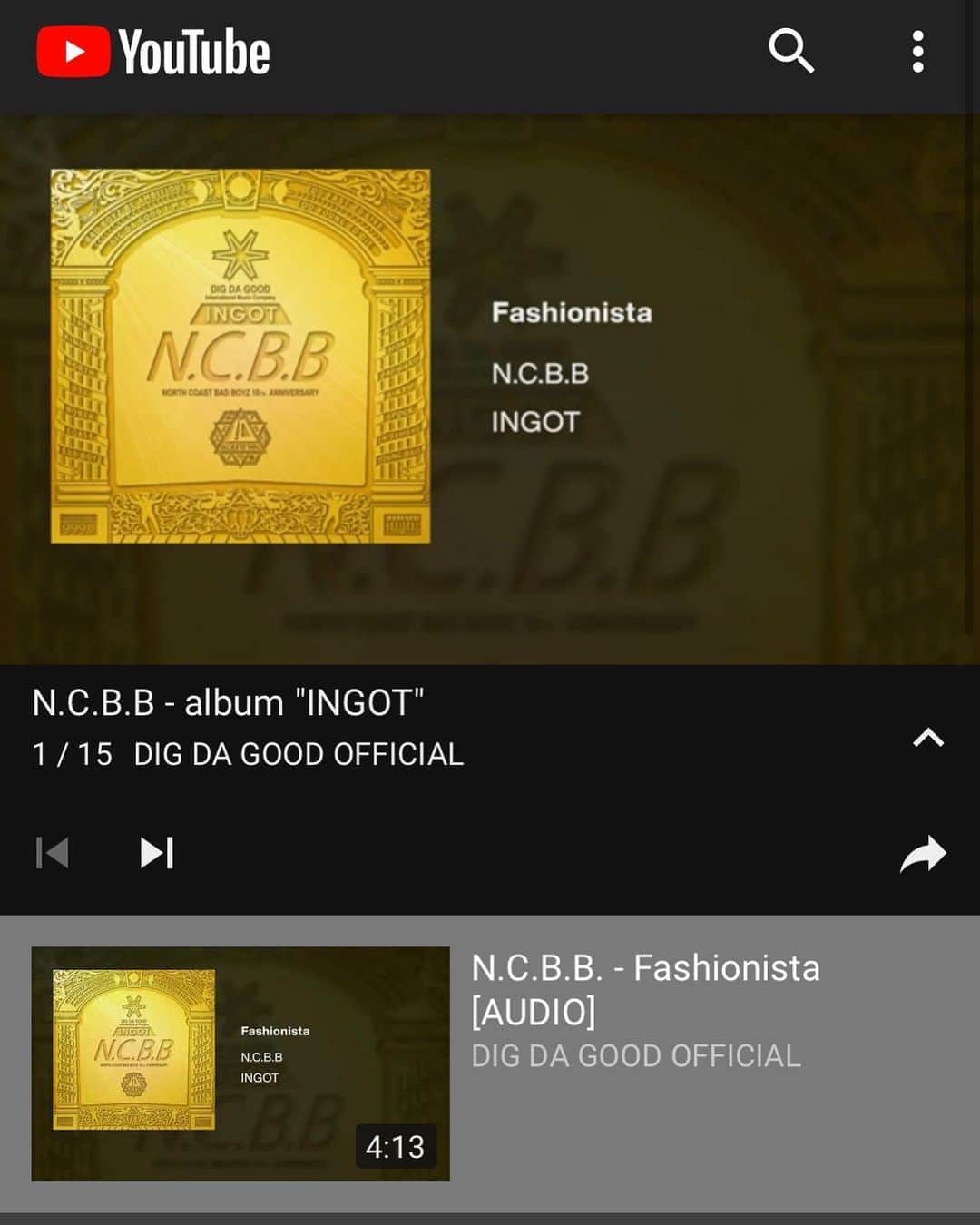 DIG DA GOOD IMCのインスタグラム：「【YouTube】 . DIG DA GOOD YouTubeチャンネルにて、N.C.B.Bの4th Album「INGOT」のAudioを公開！ . N.C.B.B 4th Album "INGOT" on YouTube https://www.youtube.com/playlist?list=PLYPlAuptb5tSbZryP0ReIxAuM9j2icBgU ※プロフィールリンク先より視聴いただけます。 . チャンネル登録お願いします！ . #NCBB #INGOT #DDGG #DDG #10周年 #HOKT #DAIHARD #1KYU #SPOCK #YOUNGDAIS #恵庭のシュウ #KAYT #LILJ #JUNTHAFINEST」