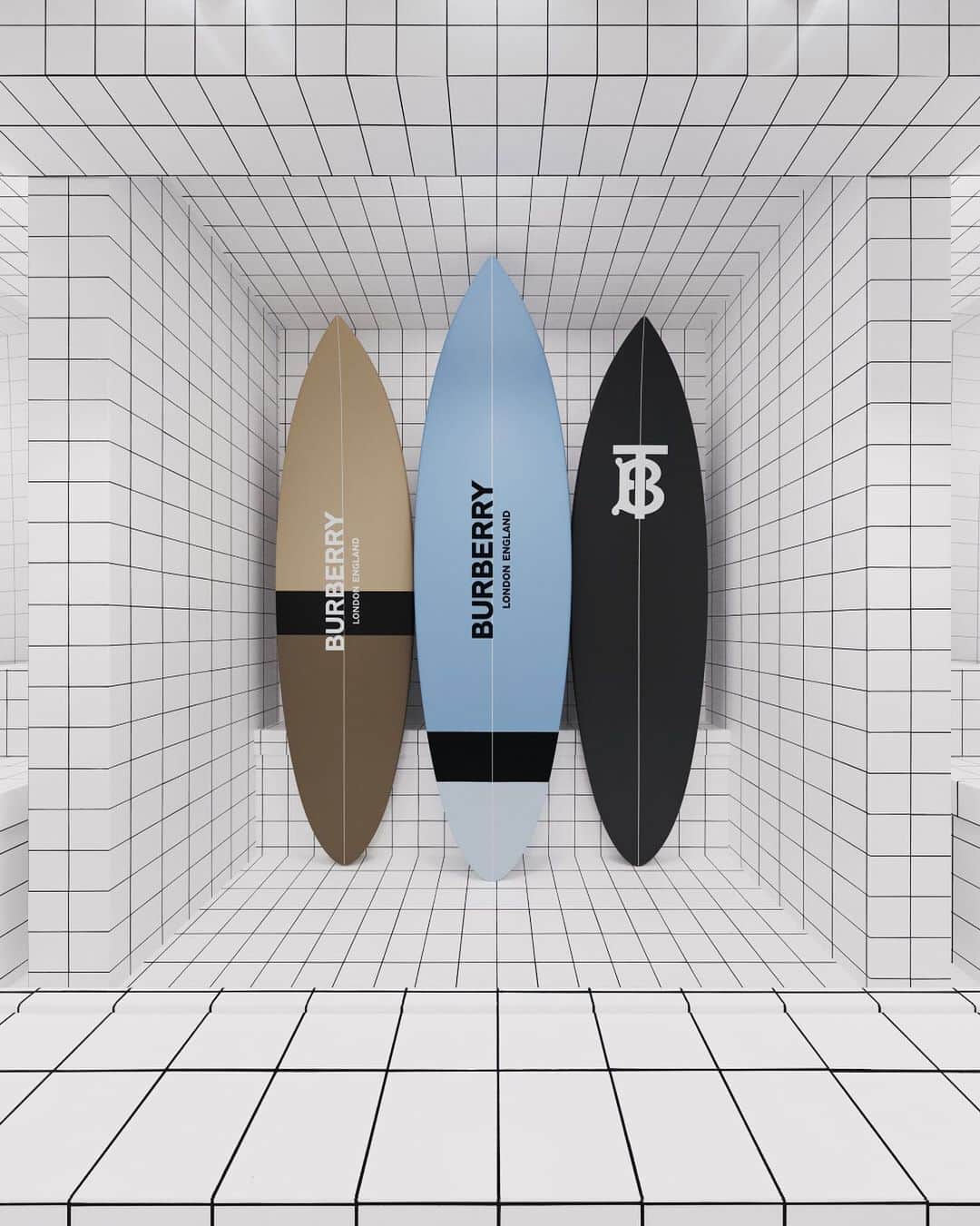 Burberryさんのインスタグラム写真 - (BurberryInstagram)「Catch a wave  . Set against a dream-like CGI world inspired by geometric skate parks and swimming pools, discover our new TB Summer Monogram collection including the #Burberry surfboard  . #TBSummerMonogram」7月3日 21時55分 - burberry