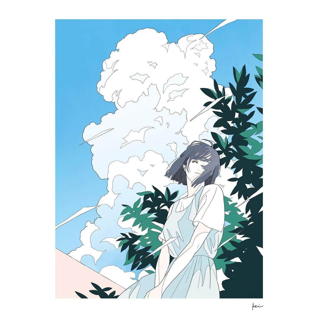 のインスタグラム：「on cloud nine﻿ ﻿ ---------------------------------﻿ ﻿ 7月のカレンダー壁紙になります(2枚目)！﻿ 是非ご自由にお使いください☁️﻿ ﻿ (高画質をお求めの方はストーリー、又はtwitterからどうぞ！)﻿ ﻿ ---------------------------------﻿ ﻿  #illustration #artwork #drawing」