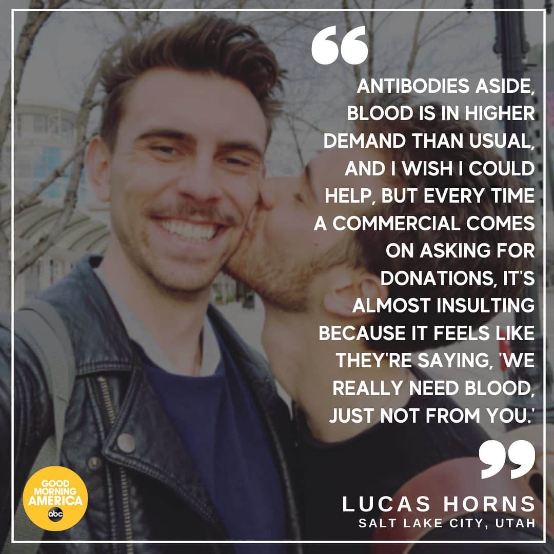 Good Morning Americaさんのインスタグラム写真 - (Good Morning AmericaInstagram)「For decades, #FDA guidelines have limited #gay and #bisexual men from donating blood “to reduce the transmission of #HIV by blood.” Despite eased guidelines from increased testing technology in 2020, healthy gay men are still not able to give blood because of policy that blankets the entire gay community rather than an individual risk-based assessment for all donors.  We reached out to several gay men, including #COVID-19 survivors, who were turned away from donating blood or their convalescent plasma that contains antibodies for #coronavirus research.   Link in bio for their stories and background on the FDA policy that limits them.」7月3日 23時37分 - goodmorningamerica