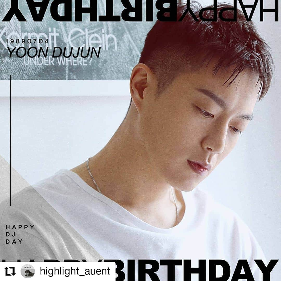 HIGHLIGHTのインスタグラム：「#Repost @highlight_auent • • • • • • ♡ HAPPY DUJUN DAY ♡ . . 무더운 여름의 텁텁한 공기도 기분 좋은 상쾌함으로 전환될 것만 같은 오늘, 하이라이트 윤두준 님의 생일을 진심으로 축하합니다:) . . #HappyDuJunDay #해피두준데이 #하이라이트 #Highlight #윤두준」