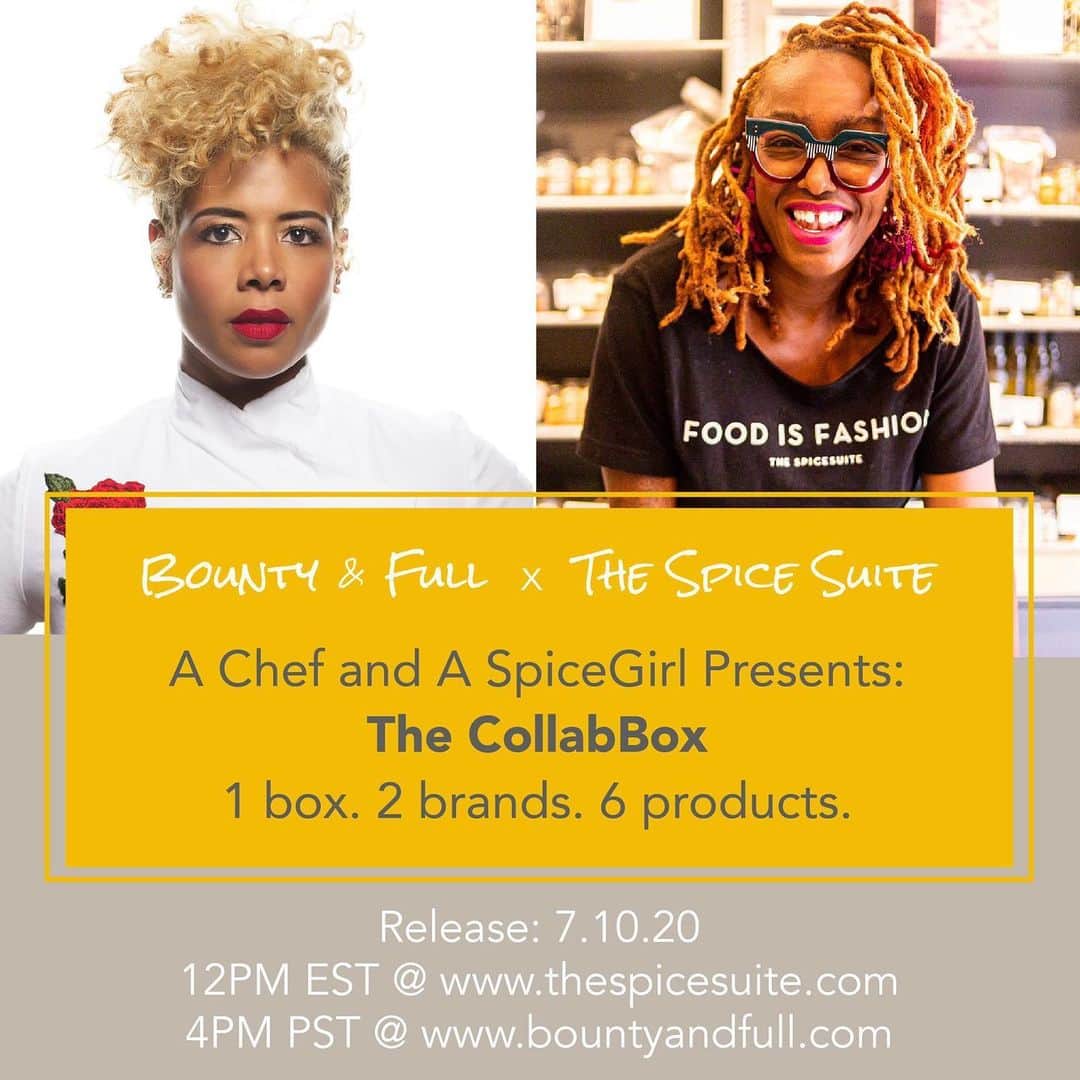 ケリスのインスタグラム：「Good morning ! Let the fun begin ! Are you guys ready for the launch of our first collaboration GOLD MINE box with @thespicesuite ? Tons of goodies you need and will love coming soon ! ❤️Our inaugural box, designed to give you a taste of our respective brands will feature 6 products.   The Spice Suite: Hickory Molasses Rub: granulated molasses, demerara sugar, orange, smoked Hickory salt, garlic, onion, chipotle, paprika and red bell pepper.  Zesty- ish blend: Thyme, Mediterranean oregano, basil, rosemary, sage, orange zest, lemon zest and fennel  Classic Signature Rub: demerara sugar, garlic, onion, sea salt, black pepper, sesame, ginger, Korean chile flakes, orange, turmeric and chives.   Bounty & Full:  Cranberry Mandarin Jam  Brown Sugar Caraway Rub:  Brown Sugar, granulated garlic, cayenne pepper, salt, whole Caraway seeds   Smoked Habanero Salt : Salt smoked for 10hrs and Habaneros dehydrated & roasted  ** we will also throw in a few treats to try**」