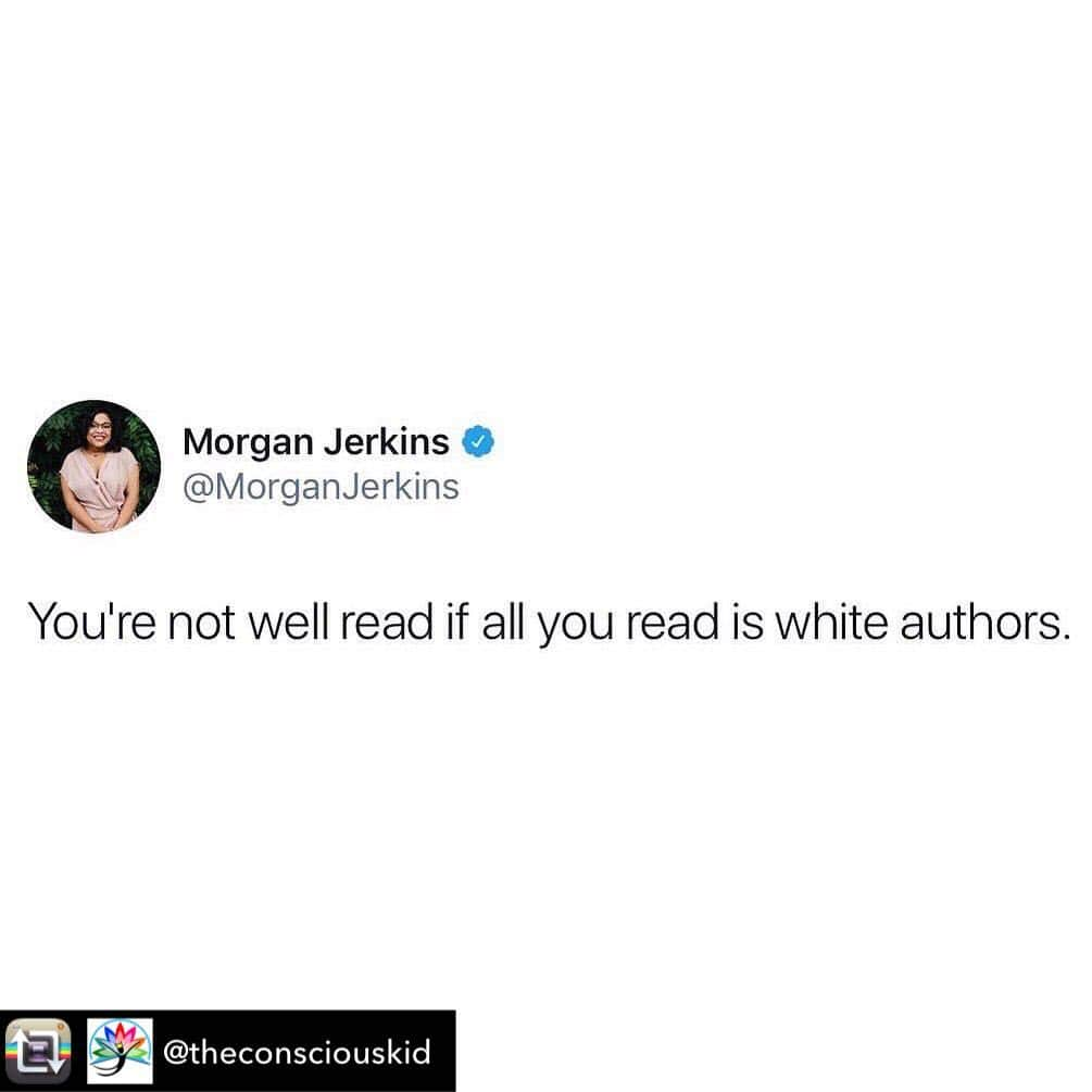 キャリー・クーンのインスタグラム：「Repost from @theconsciouskid using @RepostRegramApp - The mainstream literary canon (aka white canon) reflects what forms of knowledge are valued, who is considered to hold that knowledge, and who has the power to institutionalize it. This canon holds power, history and cultural implications, but it is first and foremost a *reflection* of the power, history, and culture of our society (white supremacy). When books get canonized and become required reading in education curriculum, the ideology of the books (and authors) get institutionalized. When these ideologies are racist (as many “classic” canonical texts are) it becomes one more way that racism is institutionalized in education.   By creating space for works from different canons, we begin to include nuances into what American culture looks like and acknowledge that there are various canons that are important and worth studying. There are several types of canons. People of color have our own canon. There is a Black literary canon. A Black feminist canon. A critical canon, etc.  The debate around the white canon always seems to focus on what we are losing if we don't include every white author and a series of rationalizations as to why we absolutely must teach them anyway. They don’t often question or take seriously the impact and loss we have already experienced and are continuing to experience when Black writers, writers of color, and other marginalized writers are left out of the mainstream canon. This implies and reinforces the idea that Black people and people of color have nothing of value to say. That their works aren't as "well written" or as "worthy" of being read, celebrated, and discussed. That they are not, and cannot be “culturally significant.”  If a kid walks into his 11th grade AP Lit class without having read a single Black author their whole life, why is that not seen as a loss?  Tweet: @_morganjerkins [Image description: Tweet from @_MorganJerkins that reads: “You're not well read if all you read is white authors” in plain black text on a white background.] #Whiteness #Canon #Literacy #Bookstagram #RaisingReaders #RaisingLeaders #BlackAuthors #BlackLivesMatter #DiverseBooks」