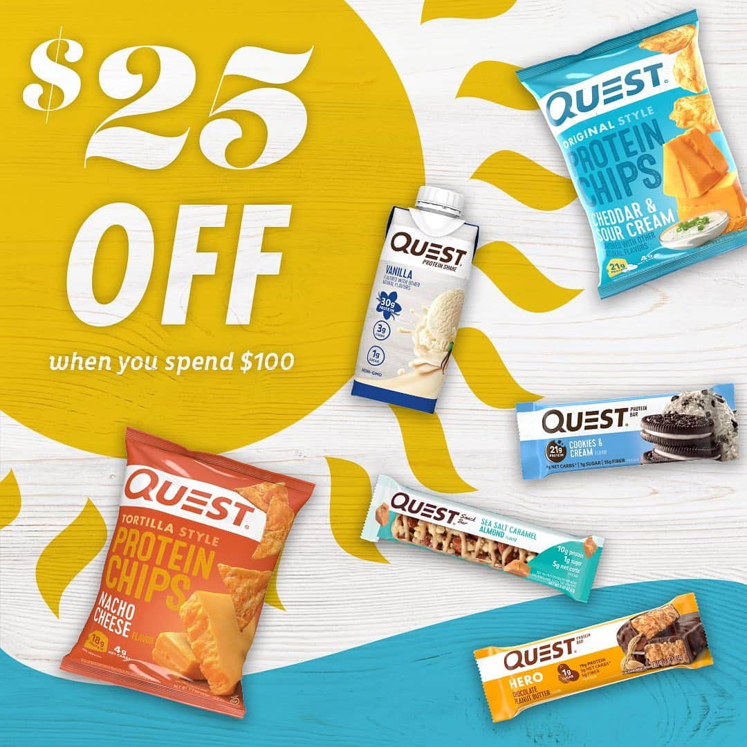 questnutritionさんのインスタグラム写真 - (questnutritionInstagram)「🚨 Use code 25OFF to receive $25 off when you spend $100 on QuestNutrition.com. 🚨 WHILE SUPPLIES LAST!」7月4日 3時55分 - questnutrition