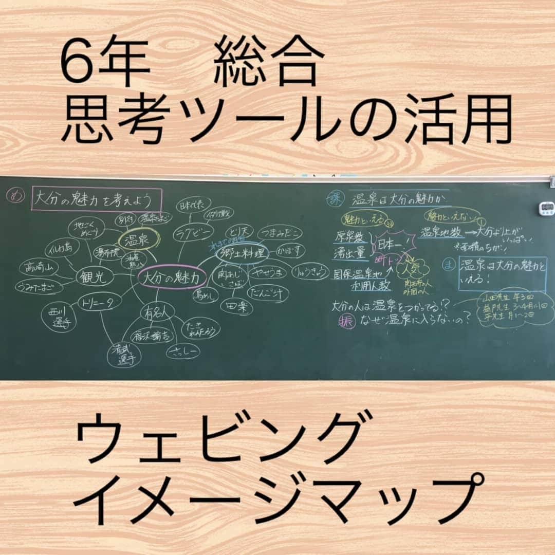 授業準備ならフォレスタネットさんのインスタグラム写真 - (授業準備ならフォレスタネットInstagram)「🏫総合　思考ツールの活用　ウェビング　イメージマップ💭 6年総合　 思考ツールの活用 . -------------------- フォレスタネットhttps://foresta.education （授業準備のための"指導案・実践例"ダウンロードサイト）で 公開中のコンテンツの一部をご紹介！ -------------------- . 1年間の学習の導入場面です。 . 学年のテーマとして、「大分県の魅力を発信する」が設定されています。 本時では、ウェビングを用いて、大分県の魅力を広げていきます。 . これまでの総合で扱ってきたものが多く出されましたが、それに加えて、確実に出るだろうと予測していたのが「温泉」。  . ここに、教師が「えっ？これ、魅力？」と投げかけました。 . 子どもたちは、口々に「魅力だよ！」「1番有名やし！」と話し始めます。 . ここで、、、、、 . つづきはこちらから(o^^o) @forestanet フォレスタネットhttps://foresta.education にご登録後「teacher_menry」で先生検索🔎 . 👇登録されている方はこちらから http://foresta.education/l/It2M4I . 👇teacher_menry先生のアカウントはこちら @teacher_menry . #フォレスタネット にはすぐに使える#チェックリスト や#ワークシート 、#エクセル表 も満載😍 もちろんダウンロード#無料 👍 . #新年度準備 #新卒 #初任 #先生 #小学校 #小学校の先生 #先生のたまご #教員採用試験 #教採 #勉強垢 #教師 #教師になりたい #春から先生 #総合 #思考ツール #ウェビング #イメージマップ #板書」7月4日 19時53分 - forestanet