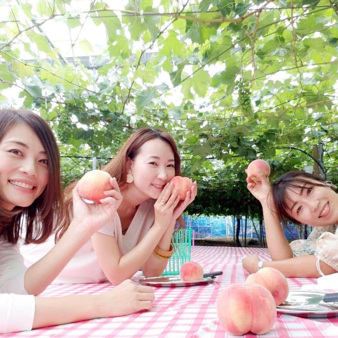 能美黎子さんのインスタグラム写真 - (能美黎子Instagram)「・ 愉快な仲間たちとの 恒例の桃狩り。 @norikomonji @chika.0125 ・ 毎年お伺いしている “丸山フルーツ農園”へ。 ・ 大好きな桃を食べられて幸せ気分。 久しぶりにドライブもできて楽しかったなぁ。 ・ 束の間の休日。 2人ともいつもありがとう。 ・ 次はシャインマスカットの時期に いけるかなぁ(^-^) ・ #桃狩り #桃 #山梨県 #この季節がやってきた #peach #フルーツ #フルーツ狩り #丸山フルーツ農園 #美味しい #おすすめ #山梨 #フルーツ大好き #夏 #summer #愉快な仲間たち #もも #日帰り旅行 #夏の思い出 #夏コーデ #ファインダー越しの私の世界 #日帰り女子旅 #タビジョ #旅ジョ #ダレカニミセタイケシキ #おすすめスポット#2020 #コロナに負けるな #休日の過ごし方 #休日コーデ #休日の楽しみ」7月4日 19時59分 - reikonohmi