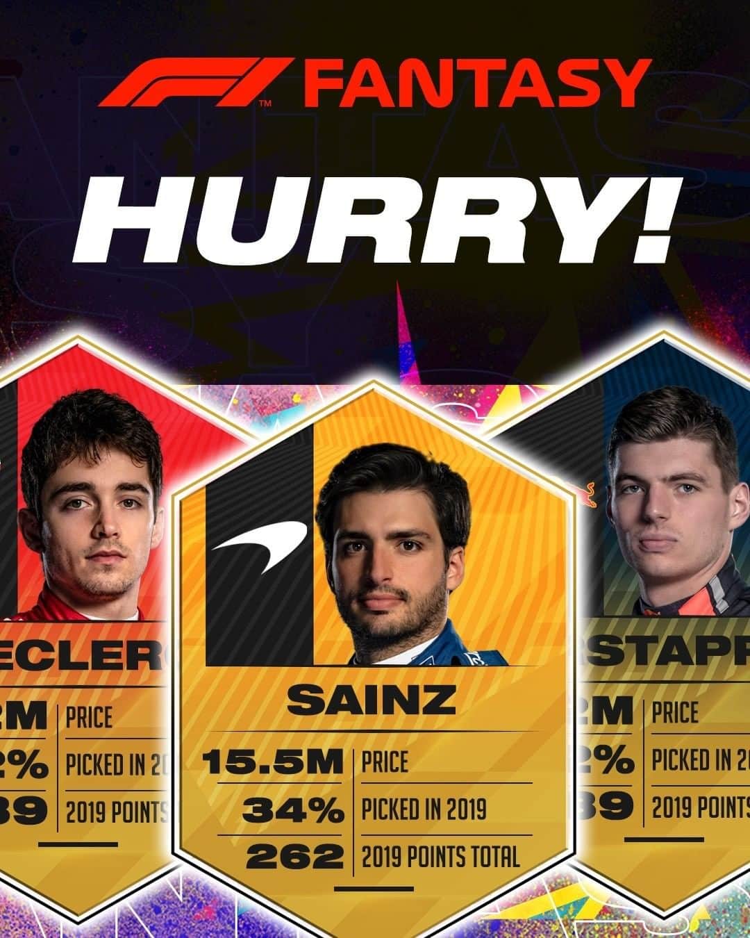 のインスタグラム：「You have until the start of qualifying in Austria to select your team! Free to play, weekly prizes on offer 😁 . @carlossainz55 is currently the most selected Turbo Driver - the driver who gives you double points for the weekend. Who's yours? . #F1 #F1Fantasy #AustrianGP #CarlosSainz」