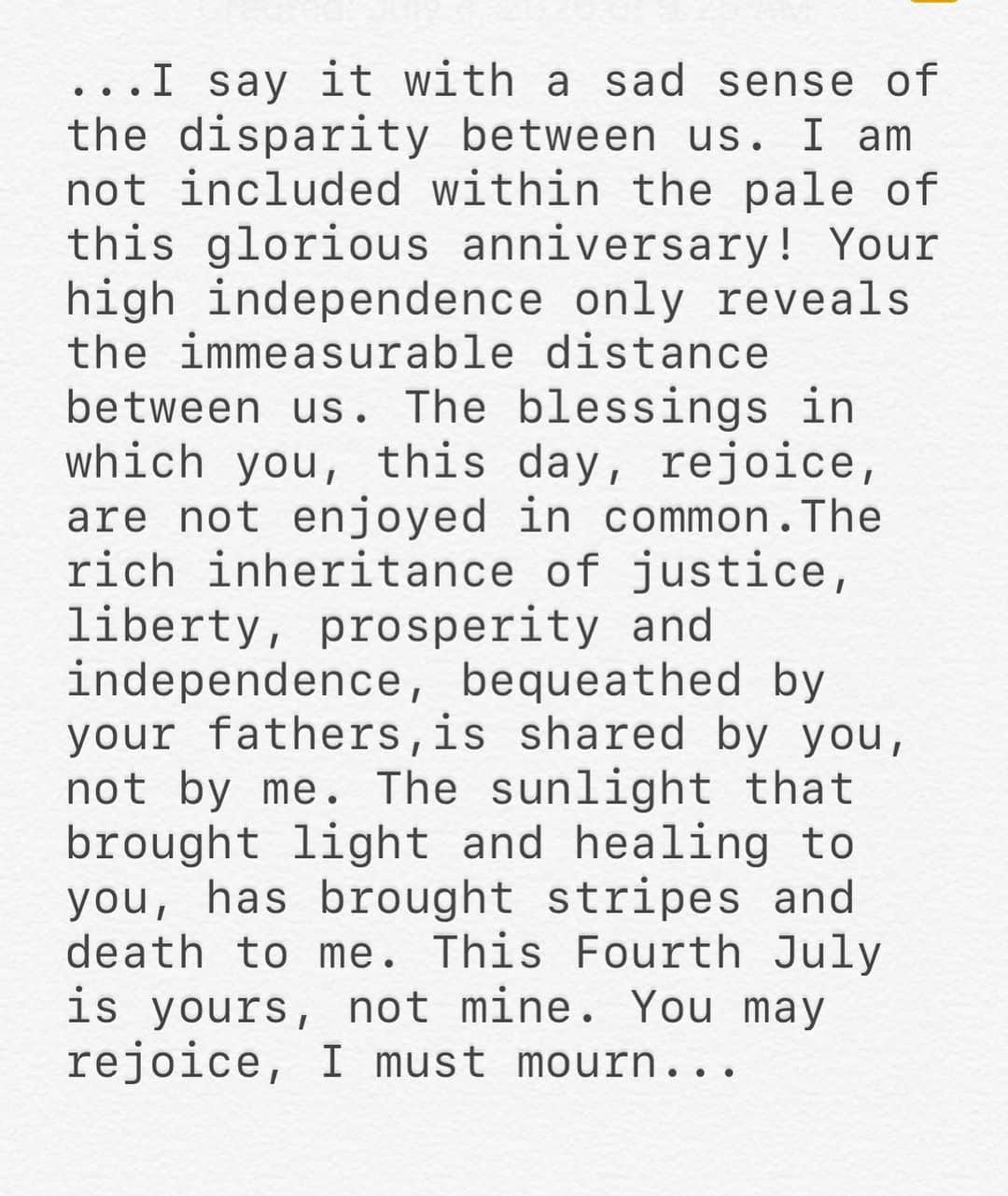 ミシェル・モナハンさんのインスタグラム写真 - (ミシェル・モナハンInstagram)「A passage from.... The Meaning of July Fourth for the Negro by Frederick Douglass. A speech given at Rochester, New York, July 5, 1852. Sadly, it’s as timely as ever. 💔 Thank you @rachel.cargle and @thegreatunlearn for encouraging me to read it.」7月5日 5時07分 - michellemonaghan