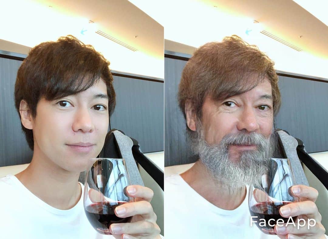 松阪ゆうきさんのインスタグラム写真 - (松阪ゆうきInstagram)「今更ながら FaceAppというアプリをやってみた。  男→女 今→素敵な老化 今→老い 今→ロン毛 若返り2 若返り2+メガネ👓  本当にこうなるんかなあ！？😂  面白いアプリだなあと思いながら、 なんなら『素敵な老化』と『老い』は少し父親に見える😂  #faceapp」7月4日 22時26分 - matsuzaka_yuuki