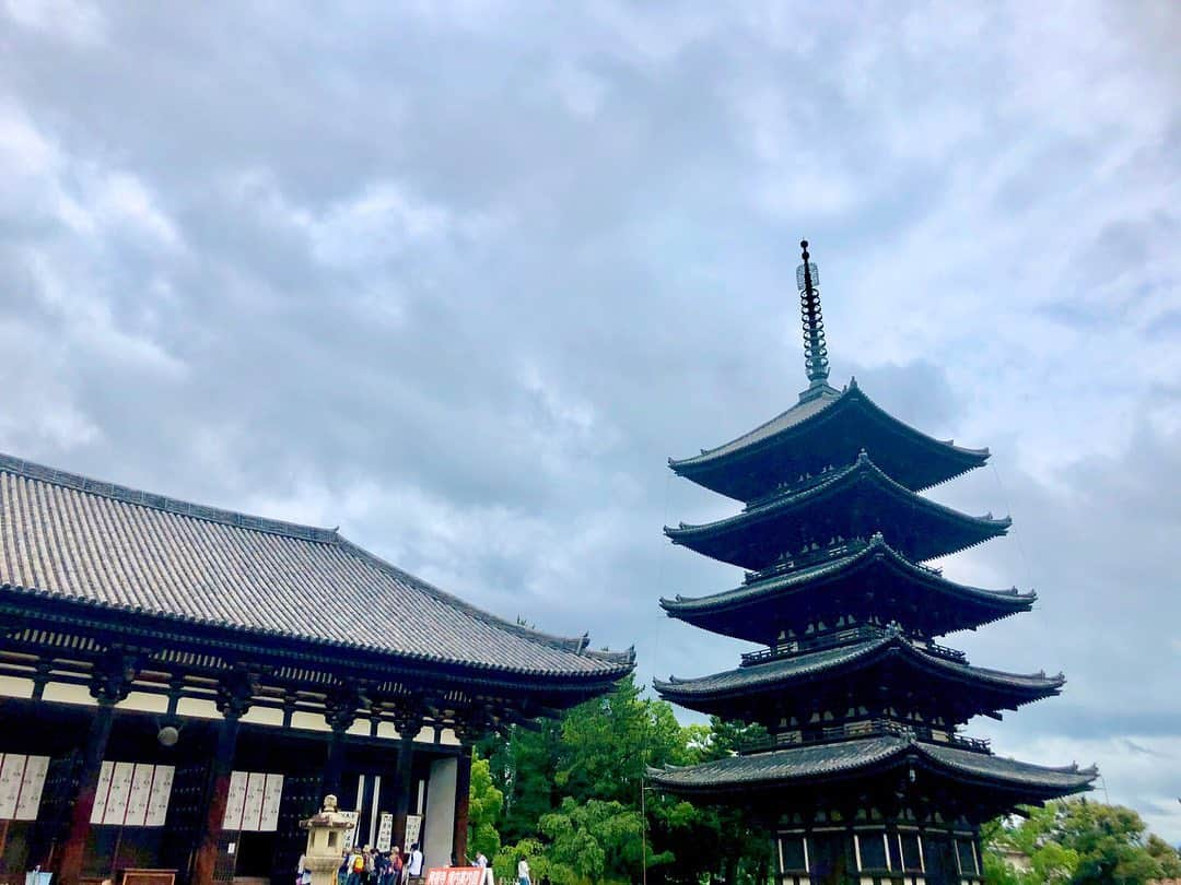 永倉由季さんのインスタグラム写真 - (永倉由季Instagram)「.﻿ .﻿ 今日は打ち合わせで﻿ 地元の奈良へ行ってきました。﻿ 　　　　　　　　　　﻿ せっかく行ったからには…もちろん✨﻿ ﻿ 　　　　　　　　　　　　﻿ コロナ禍後始めて﻿ 　　　　　　　　　　　　　﻿ 大雨が降る中﻿ 東大寺、春日大社、興福寺を﻿ ぐるりと歩いて周りました。﻿ 　　　　　　　　　　　﻿ 　　　　　　　　　　　　　　﻿ 今から約1300年前の当時の日本では﻿ 　　　　　　　　　　　　　　﻿ 疫病の大流行や大飢饉﻿ 大地震という自然災害などにより﻿ 　　　　　　　　　　　　　﻿ 100万〜150万人が﻿ 命を落とされたとされています。﻿ 　　　　　　　　　　　　﻿ 　　　　　　　　　　　　　　　　　﻿ そんな社会不安から人々を救い﻿ 安寧を願って造立されたのが﻿ 「奈良の大仏さま」です。　　﻿ 　　　　　　　　﻿ 　　　　　　　　　　　　　﻿ 約1300年後の今﻿ 同じ気持ちで参拝させてもらいました。﻿ 　　　　　　　　　　　　　﻿ 　　　　　　　　　　　　　　　　　﻿ 以前賑わっていた奈良の町は﻿ 昨日の大阪とは打って変わって﻿ 人が少なく﻿ 　　　　　　　　　　　　　　　﻿ 完全に観光業がストップしています。﻿ 　　　　　　　　　　﻿ 　　　　　　　　　　　　　　　﻿ 奈良で生まれ育った者としては﻿ 残念な気持ちですが﻿ 　　　　　　　　　　　　　　　　﻿ 世の中に振り回されない﻿ マイペースな鹿さんたちの可愛さに﻿ 心がホッコリ救われました🦌♡﻿ 　　　　　　　　　﻿ 　　　　　　　　　　　　﻿ ✅詳しくはアメブロ更新　↓↓﻿ 　　　　　　　　　　　　　　　　　　　　　　﻿ http://ameblo.jp/naga-yuki﻿ 　　　　　　　　　　﻿ #奈良　#東大寺　#大仏殿﻿ #春日大社　#奈良県　#奈良市﻿ #神社仏閣﻿ #神社仏閣好き  #興福寺　#五重塔﻿ #鹿　#観光業　﻿ #安寧を願う﻿ #鹿さん密 #スターバックス」7月4日 22時36分 - yuki_nagakura67