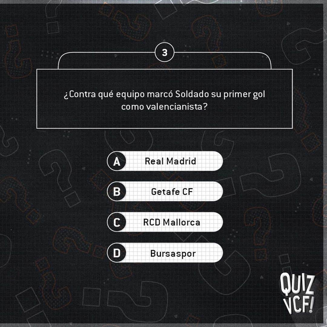 バレンシアCFさんのインスタグラム写真 - (バレンシアCFInstagram)「🕹️ ℚ𝕌𝕀ℤ 𝕋𝕀𝕄𝔼! #GranadaValencia🦇 . 5⃣ Preguntas❓ 4⃣ Opciones 🙇🏽‍♂️ 1⃣ Respuesta ✅ . Descubre la opción correcta en nuestros STORY ⤴️ . #AMUNTWorld 🌏」7月4日 22時45分 - valenciacf