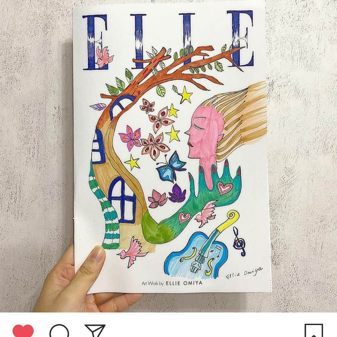 大宮エリーさんのインスタグラム写真 - (大宮エリーInstagram)「やってみた！  みんなのあがってて びっくり！ うれしいな、 色つけてくれて。  感激。 アート作品も ぬりえになると みんなとコラボできて 楽しいね！  素晴らしい！ ぬりえは苦手だけど みんなのみるの楽しい いろんな表現 いろんな感性、解釈。 そこ、その色か、なるほど！ みたいな。  ハッシュタグつけて ぬりえチャレンジしてアップしてみてね！ #エルぬりえチャレンジ #ellejapan #ellieomiya  エル・ジャポン8月号の 「アートなぬりえBOOK」に作品提供で参加しました。  いい企画ですよね。 テーマは地球環境ということで こんな作品にしました。 気晴らしに一人で、お酒でも飲みながら もしくはお子さんと一緒に  いろんな楽しみ方でどうぞ！」7月4日 22時56分 - ellie_omiya