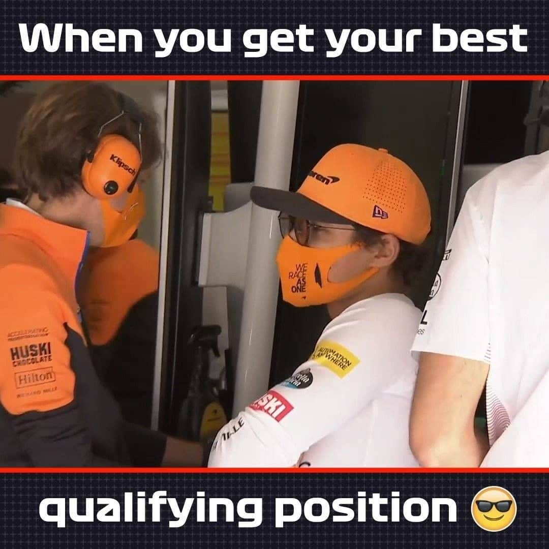 のインスタグラム：「First qualifying of 2020 = best ever qualifying position 😀👏 .  P4 for Lando Norris and a place on the second row in Austria 🇦🇹 .  #F1 #Formula1 #AustrianGP #LandoNorris #McLaren @landonorris @mclaren」