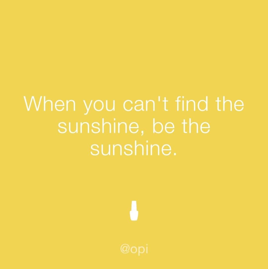 OPIさんのインスタグラム写真 - (OPIInstagram)「How do you create your own sunshine? 🌞Us? We paint our nails yellow. 💛  #ColorIsTheAnswer #OPIObsessed #Nails #NailSwag #Funny #NailQuote #Meme #NailPolish⁠ #NailTech #Relatable #Mani #Manicure #Color #Yellow #Sunshine」7月5日 1時30分 - opi