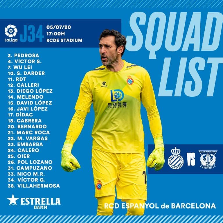 RCDエスパニョールさんのインスタグラム写真 - (RCDエスパニョールInstagram)「📋 Llista de convocats 🆚 Leganés! 📋 ¡Lista de convocados 🆚 @CDLeganes! 📋 Squad list 🆚 Leganés! 📋 大名单 🆚 莱加内斯 - #EspanyoldeBarcelona  #RCDE  #EspanyolLeganés」7月5日 2時10分 - rcdespanyol