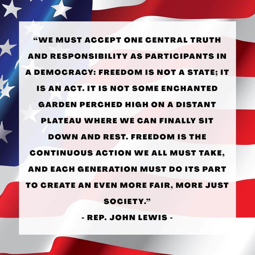 のインスタグラム：「Happy Fourth! Reflecting on the words of a true American Hero today. @RepJohnLewis 🇺🇸」