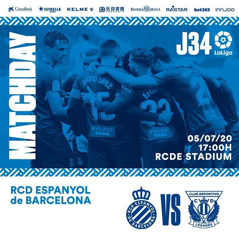 RCDエスパニョールさんのインスタグラム写真 - (RCDエスパニョールInstagram)「💪 𝗠𝗔𝗧𝗖𝗛𝗗𝗔𝗬‬  ‪⚽ @RCDEspanyol 🆚 @CDLeganes 🕔 17h 🏟 RCDE Stadium 🗓️ Jornada 34 - #EspanyoldeBarcelona  #RCDE  #EspanyolLeganés」7月5日 15時05分 - rcdespanyol