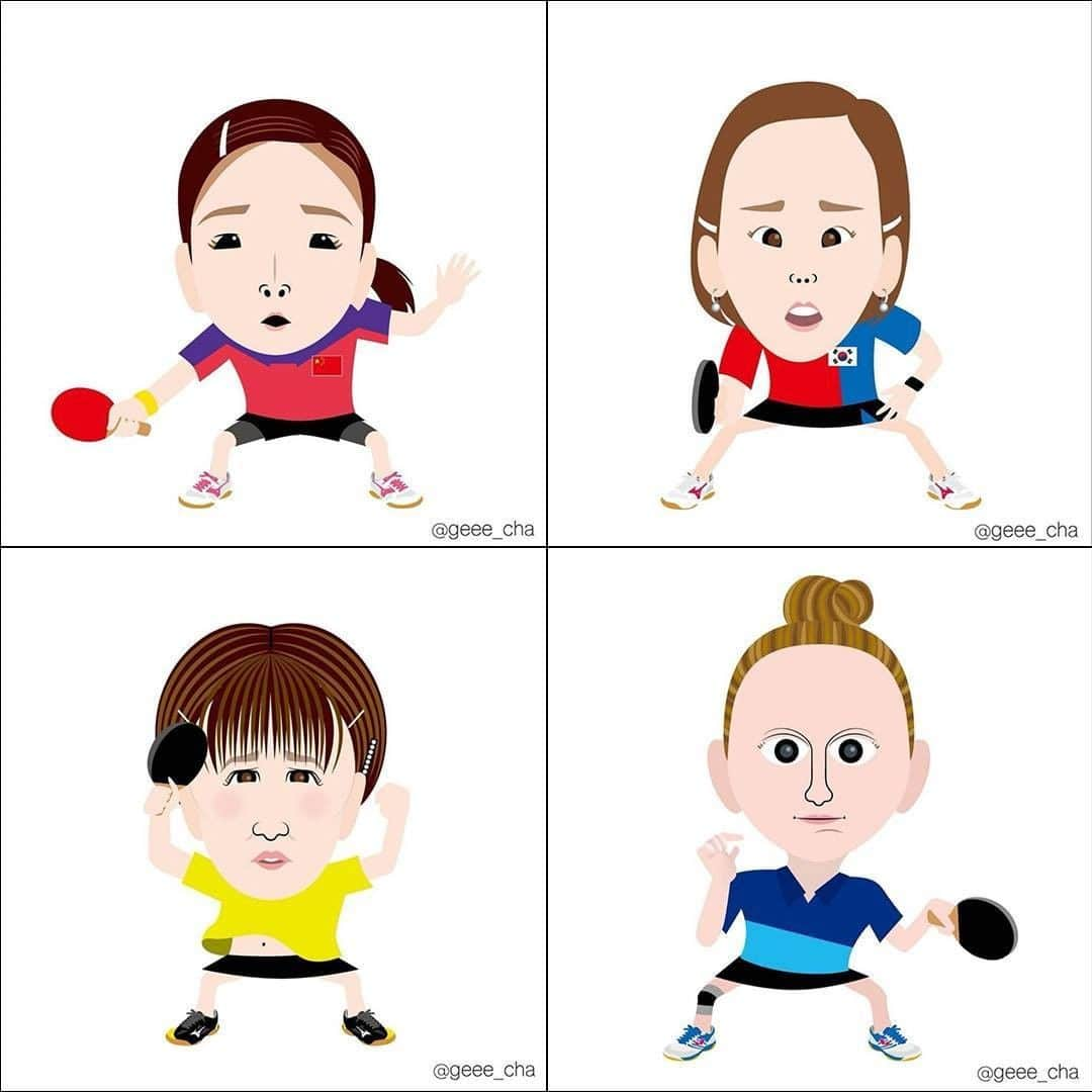 ITTF Worldさんのインスタグラム写真 - (ITTF WorldInstagram)「Can you recognise these 4 stars 🌟?  ✍️ @Geee_cha  #GuessWho」7月5日 14時00分 - wtt