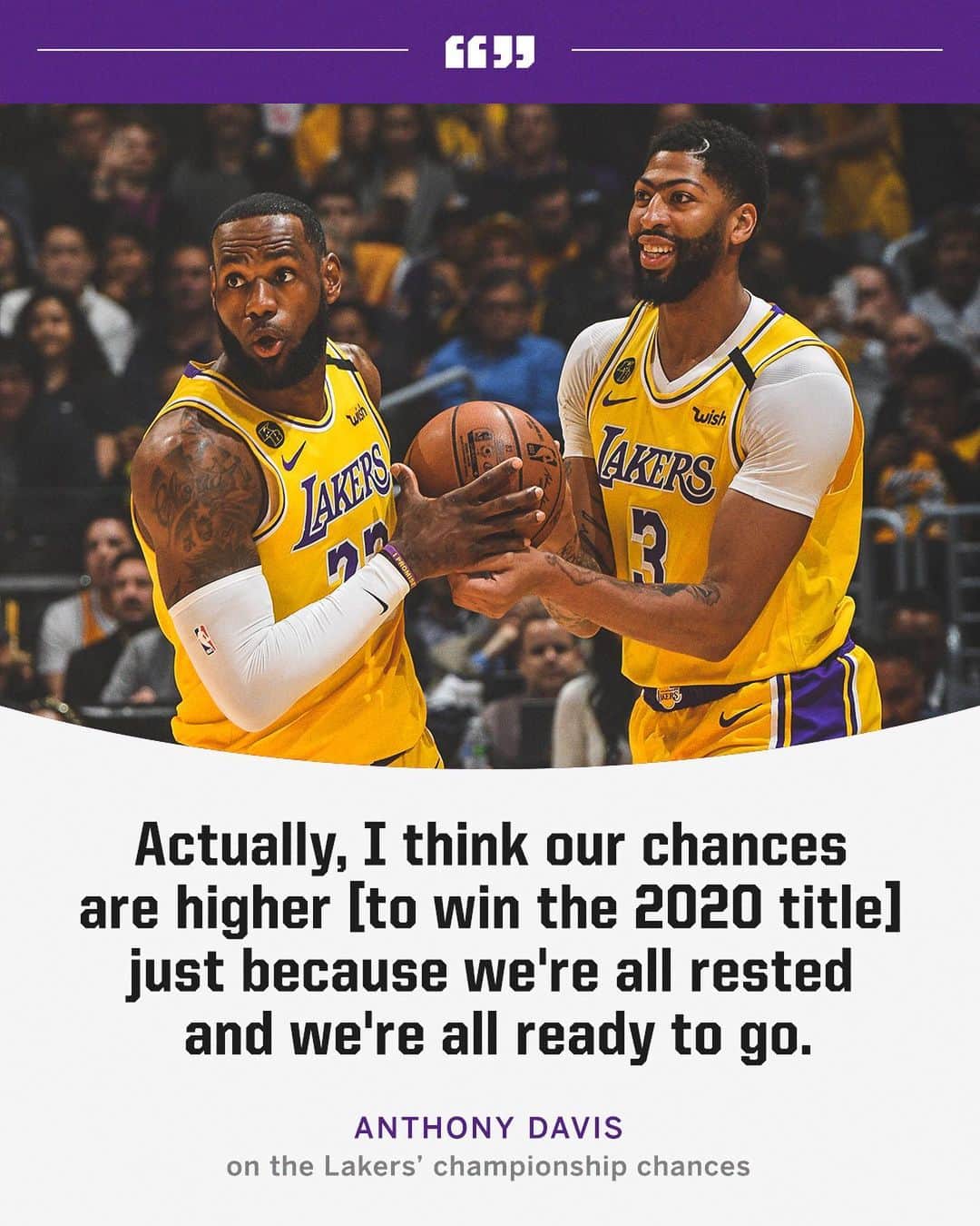 espnさんのインスタグラム写真 - (espnInstagram)「AD believes the Lakers are in even better shape to win the championship now 🏆 (📸: @lakers) @nbaonespn」7月5日 10時54分 - espn