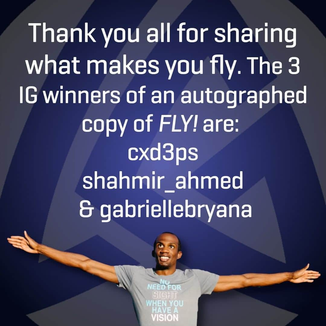 レックス・ジレットさんのインスタグラム写真 - (レックス・ジレットInstagram)「I  so loved reading all of the reasons that make people fly. But there had to be winners. Congrats to these three: @cxd3ps @shahmir_ahmed @gabriellebryana . We'll get your books to you soon.  #whatmakesyoufly #lexgillette #sight #vision #parlympicchampion #paralympicgames #longjump #worldrecord #worldrecordholder #sight #vision」7月6日 0時05分 - lexgillette