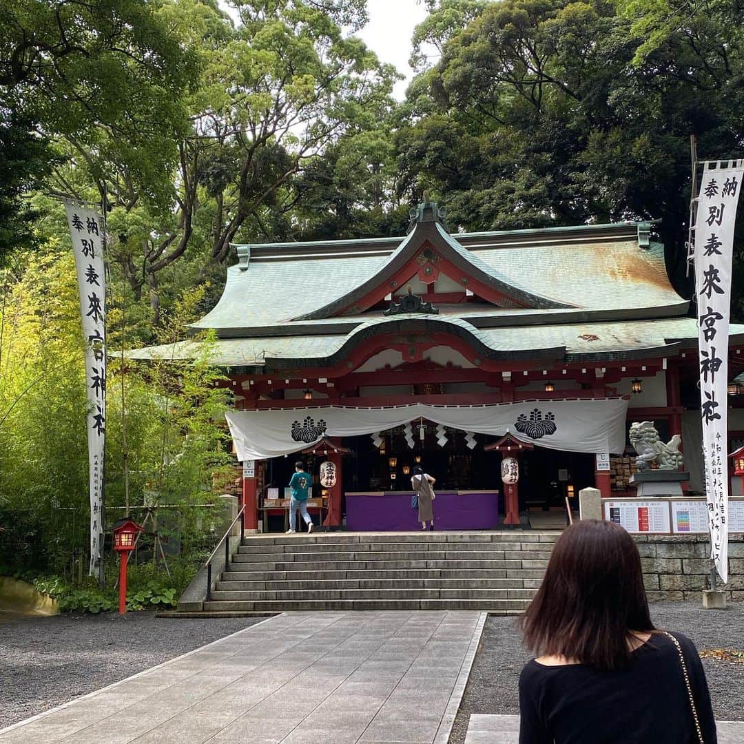 こまけいこのインスタグラム：「来宮神社。  久しぶりに行ったらカフェが出来てた。  大楠は保護工事中のため、周りはまわれず。」