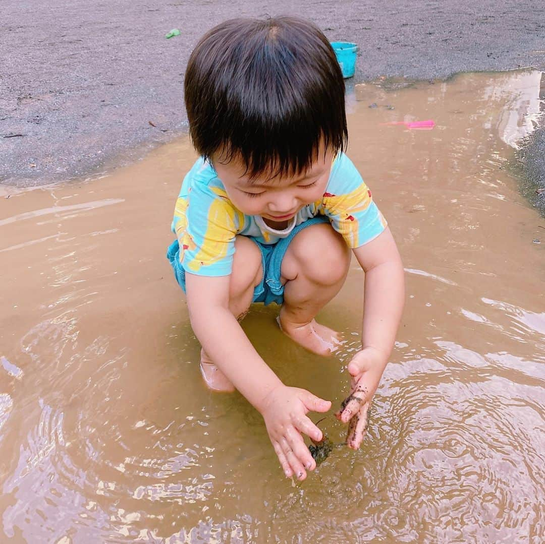 あやなんさんのインスタグラム写真 - (あやなんInstagram)「今日は雨上がりで水溜まりがあるかもよー！って公園に行くフリして一旦選挙へ連れて行き🤣wwそしてお約束通り水溜まりで沢山遊びました♡  水溜まりあってよかったね☂️💧」7月5日 17時28分 - ayachan_0619