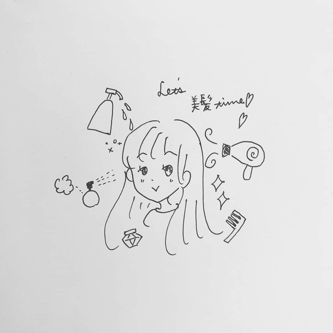 大友花恋さんのインスタグラム写真 - (大友花恋Instagram)「休憩時間のお絵かき。 タイトルは「つるうるさら髪を目指してます、私」☺︎ ・ ちょっと関係ない話ですが、、、。 地下の電波のない場所で待ち時間を過ごしていたため、携帯電話を半日触らなかったのですが、地上に上がって電波が立った瞬間にすごく安心した自分がいました。 携帯電話のありがたみ、携帯電話がなければ生活の一部が崩れてしまう怖さを感じました。 どっちにしても、技術はすごいです。」7月5日 19時48分 - karen_otomo