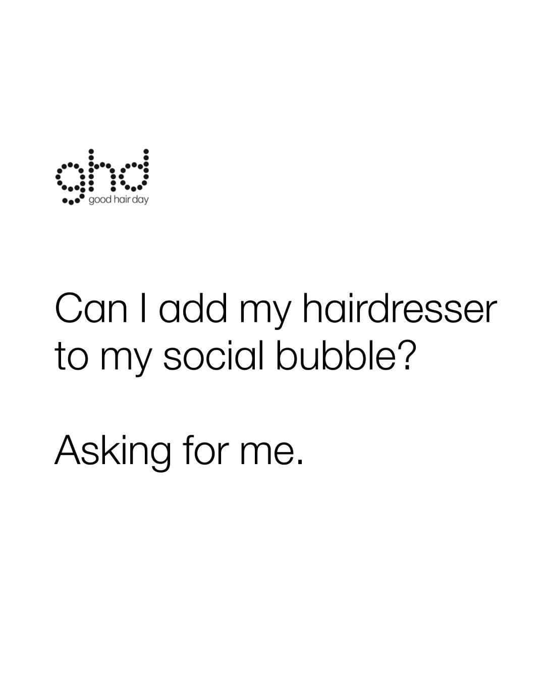 ghd hairさんのインスタグラム写真 - (ghd hairInstagram)「Hairdressers = the only people we need in our bubble 🥰🥰🥰  #ghd #ghdlife #lifememe #socialbubble #hairmeme #hairdressermeme #hairdressers #salon #imissmyhairdresser」7月5日 20時57分 - ghdhair