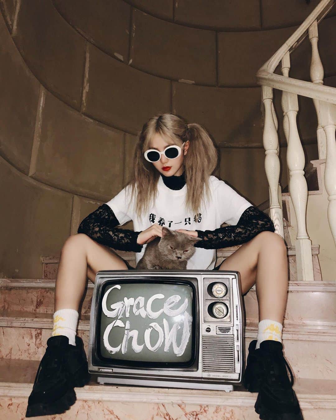 Grace Chowのインスタグラム：「好我知道了你养了一只喵🐱」