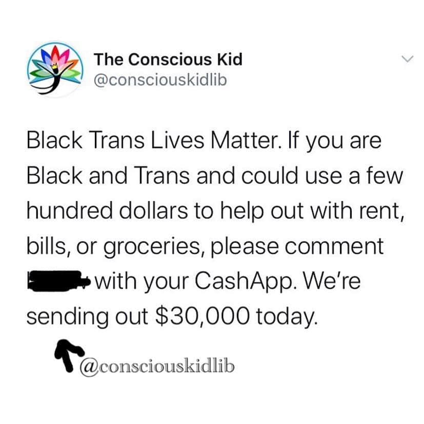ケリー・オックスフォードさんのインスタグラム写真 - (ケリー・オックスフォードInstagram)「If you are Black and Trans and need some financial support right now, @theconsciouskid is helping. I have donated and if you would like to as well, well great!!  Repost from @theconsciouskid • Due to anti-transgender discrimination and structural racism, 34% of Black trans people report a household income of less than $10,000 per year and the average life expectancy for a Black trans woman in the United States is 35 years (LGBTQ Task Force, 2020).   In memory of 17 year old Brayla Stone, 22 year old Merci Mack, 27 year old Dominique Fells, and 25 year old Riah Milton, 4 Black trans women and girls killed during Pride month, we are dedicating the next $30,000 in COVID-19 rent relief specifically to our Black Trans family.  To apply: If you are Black and Trans, all you need to do is comment @theconsciouskid or DM us with your CashApp. No explanation or specifics about your situation is required. No questions asked. If you do not feel safe or comfortable posting publicly, please DM us. All you need to note in your DM is the word “Eligible” and your CashApp handle so we know you are applying for today’s rent relief. *If you are not Black and Trans, please do not message or apply today. We will do another round of grants later this week**  All transactions will continue to be transparently documented and posted to our Stories and Highlights with recipient names redacted to protect privacy. Thank you to everyone who has donated to this mutual aid effort to make this possible.   **Please note that we don’t need anything other than your CashApp handle and we only send money one way (to you) and do not request fees or anything else. Anyone reaching out asking for anything from you is not us or affiliated with us. Be mindful of phishing.    #BlackLivesMatter #BlackTransLivesMatter #BraylaStone #SayHerName」7月6日 8時14分 - kellyoxford