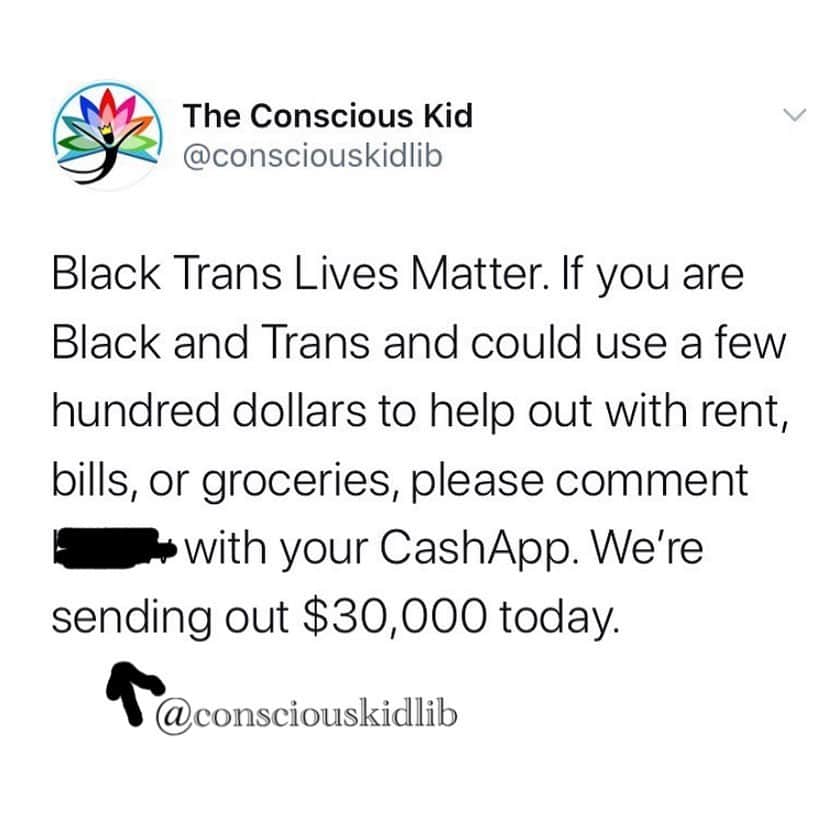 ケリー・オックスフォードのインスタグラム：「If you are Black and Trans and need some financial support right now, @theconsciouskid is helping. I have donated and if you would like to as well, well great!!  Repost from @theconsciouskid • Due to anti-transgender discrimination and structural racism, 34% of Black trans people report a household income of less than $10,000 per year and the average life expectancy for a Black trans woman in the United States is 35 years (LGBTQ Task Force, 2020).   In memory of 17 year old Brayla Stone, 22 year old Merci Mack, 27 year old Dominique Fells, and 25 year old Riah Milton, 4 Black trans women and girls killed during Pride month, we are dedicating the next $30,000 in COVID-19 rent relief specifically to our Black Trans family.  To apply: If you are Black and Trans, all you need to do is comment @theconsciouskid or DM us with your CashApp. No explanation or specifics about your situation is required. No questions asked. If you do not feel safe or comfortable posting publicly, please DM us. All you need to note in your DM is the word “Eligible” and your CashApp handle so we know you are applying for today’s rent relief. *If you are not Black and Trans, please do not message or apply today. We will do another round of grants later this week**  All transactions will continue to be transparently documented and posted to our Stories and Highlights with recipient names redacted to protect privacy. Thank you to everyone who has donated to this mutual aid effort to make this possible.   **Please note that we don’t need anything other than your CashApp handle and we only send money one way (to you) and do not request fees or anything else. Anyone reaching out asking for anything from you is not us or affiliated with us. Be mindful of phishing.    #BlackLivesMatter #BlackTransLivesMatter #BraylaStone #SayHerName」