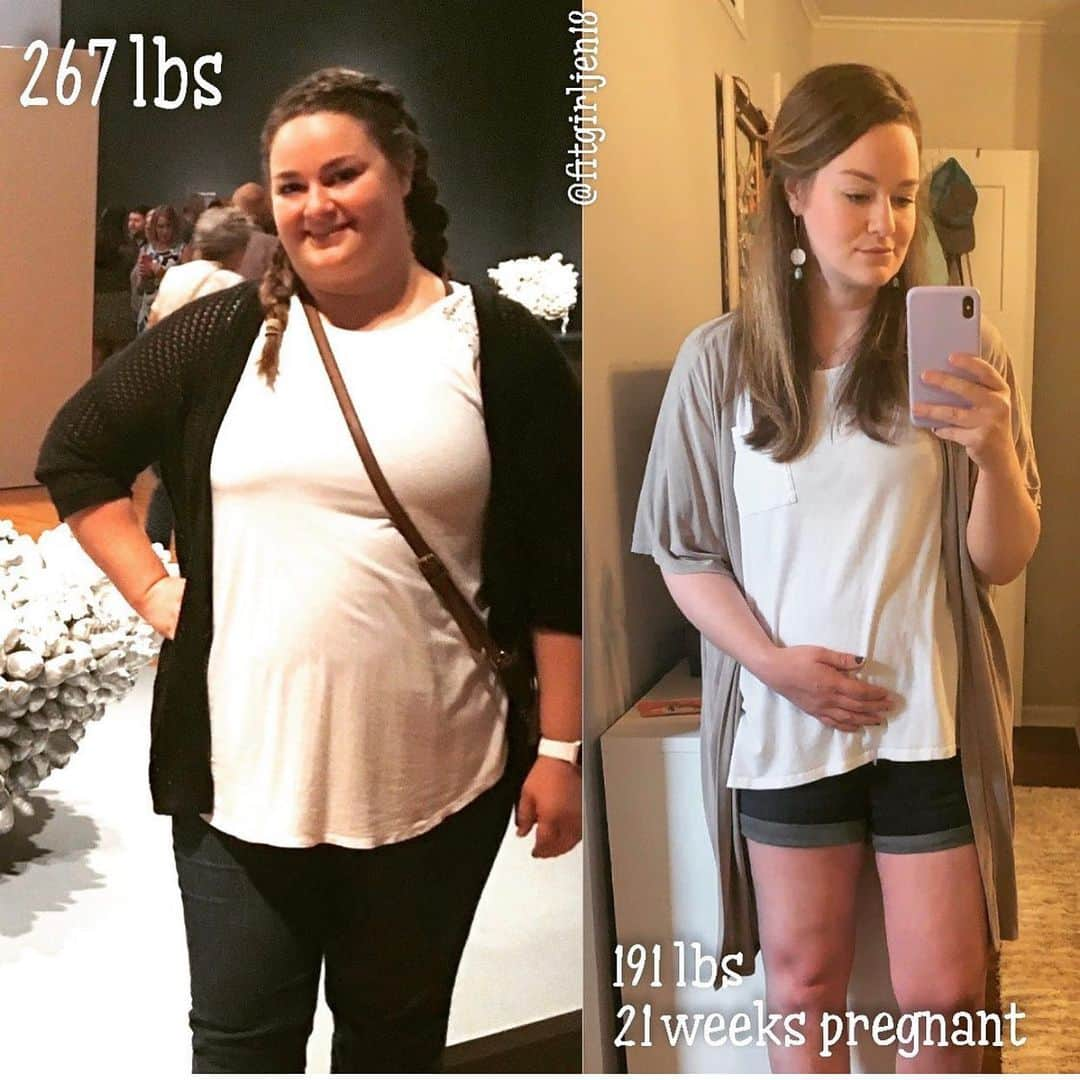 3.6m Fit Girl Videosのインスタグラム：「Such a beautiful journey, Jen!! 💕💪 “Even though I’ve put on some weight and even at mid-pregnancy I’m still feeling way better than I did at 267 pounds!” by @fitgirljen18 ☀️🤰 PS: The #todayiwill Group Challenge starts tomorrow July 6th. There is still time to join! 🔗 @fitgirls」