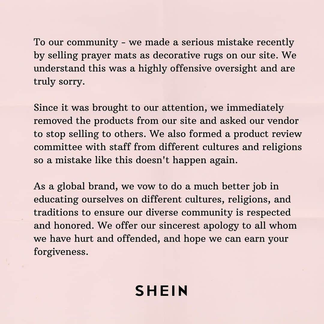 SHEINさんのインスタグラム写真 - (SHEINInstagram)「To our community💌 We’re sorry.」7月6日 2時10分 - sheinofficial