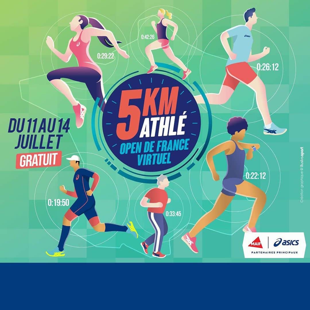 クリストフ・ルメートルのインスタグラム：「5km Athlé – l’Open de France virtuel arrive bientôt !  Le but : courir 5km sur le parcours de votre choix entre le 11 et le 14 juillet et enregistrer sa performance sur l’application Strava. Il y aura un classement et un tirage au sort de différents lots pour les participants.  Le but, également, c’est d’y participer et de vous défier entre vous, votre groupe d’entrainement, etc.   L’inscription est gratuite.  Toutes les infos et inscription à la course sont ici : https://www.jaimecourir.fr/Evenement/Course5km.aspx  #5kmAthlé」