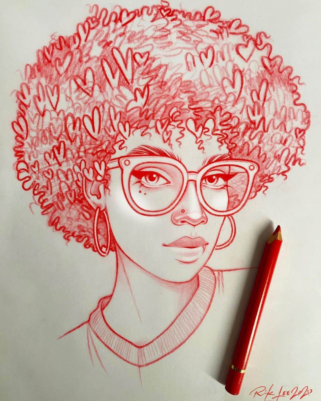 Rik Leeさんのインスタグラム写真 - (Rik LeeInstagram)「I wanted to draw a nerdy babe. But halfway through, I decided I was actually drawing a babe’n geek. Or is she a beautiful dork? I’m confused! What’s the difference anyway?Maybe she’s a geeky, nerdy, dork?! . Btw, I think it’s a compliment to be a nerd, a geek or a dork. I’m not sure it’s cool to be a dweeb though? . #riklee #illustration #art #sketch #pencildrawing #graphicdesign #nerd #geek #dork #curlyhair #glasses」7月6日 10時48分 - rikleeillustration