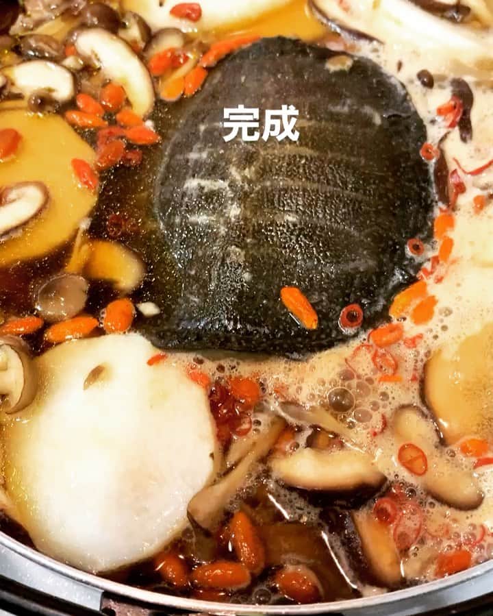 のインスタグラム：「家ご飯ですっぽん🐢💚 元気ない～って言ってたら すっぽん貰った🥳💕💕 すっぽんの皮剥ぐのがちょー大変😕❣️足とかグロすぎてマジごめんねだったわ。 でも美味しく出来て良かった🥺💕💕💕お肌プルプル🥺💕 お正月みんな集まったときに また作ろうかな🥺❣️ #家飯 #晩ごはん #夜ご飯 #すっぽん #またすっぽん下さい」