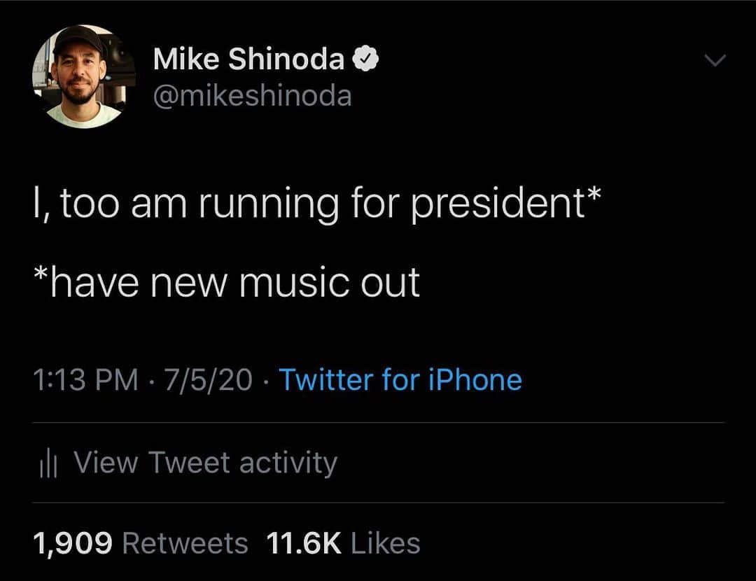 マイク・シノダのインスタグラム：「#Shinoda2020  DROPPED FRAMES VOL. 1 is an instrumental album created live on my Twitch channel (OfficialMikeShinoda) each weekday 10am-1pm.   The first single, Open Door, is the only song w/ vocals (it features the vocals of 7 fans). Link in bio.  Watch a new song made from scratch tomorrow, 10am.」